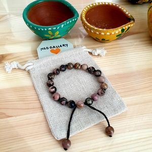 Adjustable gemstone bracelet Bamboo Leaf